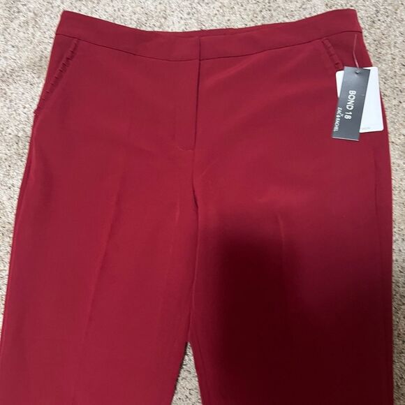 Zac & Rachel Bond 18 Garnet Red Ruffle Detail Slim Ankle Dress Pants Size 14 NWT - Picture 3 of 10